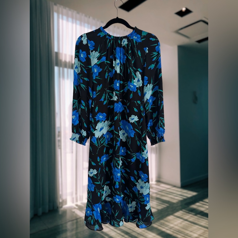 J crew midi dress blue teal black Size 4 S Jcrew